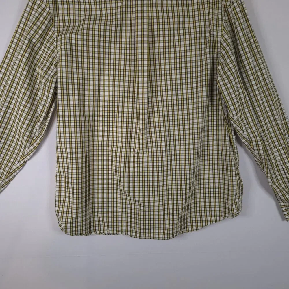 Banana Republic Men's Checkered Button-Down Cotton Shirt Yellow/White Size XL